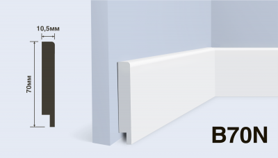 Плинтус B70N ПОЛИСТИРОЛ HI WOOD 70мм х 10,5мм х 2,0м/30шт без полосы