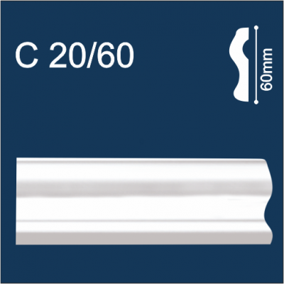 Solid C20/60 белый (2м/60/   мм) Молдинг настенно-потолочный экструд./ 60шт.
