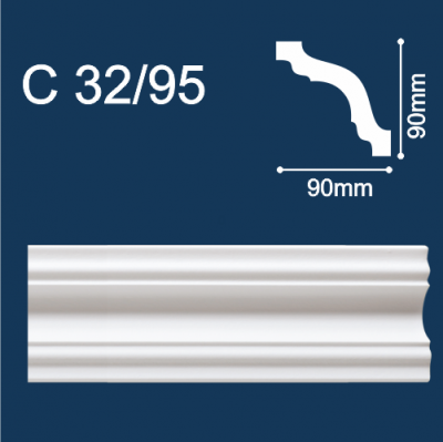 Solid C32/95 белый (2м/90/90мм) Плинтус потолочный экструд./ 50 шт.