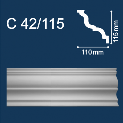 Solid C42/115 белый (2м/115/110мм) Плинтус потолочный экструд./22шт.