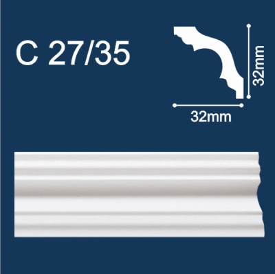 Solid C27/35 белый (2м/32/32 мм) Плинтус потолочный экструд./ 140шт.