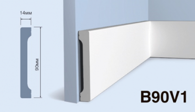 Плинтус B90V1 ПОЛИСТИРОЛ HI WOOD 90мм х 14мм х 2,0м/20шт