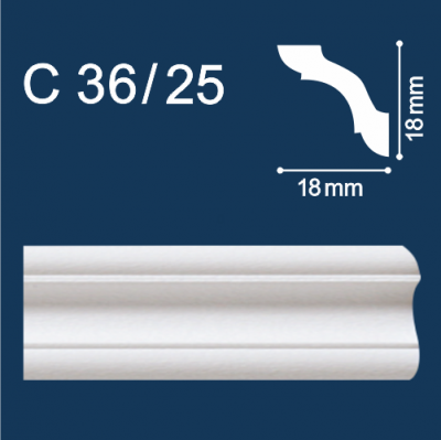 Solid C36/25 белый (2м/18/18мм) Плинтус потолочный экструд./160шт.