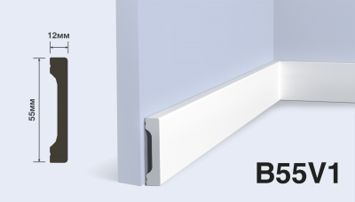 Плинтус B55V1 ПОЛИСТИРОЛ HI WOOD 55мм х 12мм х 2,0м (30шт.)