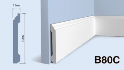 Плинтус B80C ПОЛИСТИРОЛ HI WOOD 80мм х 11мм х 2,0м/20шт