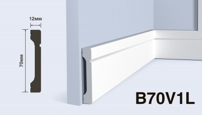 Плинтус B70V1L ПОЛИСТИРОЛ HI WOOD 70мм х 12мм х 2м/ 27шт.