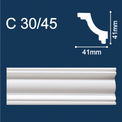 Solid C30/45 белый (2м/41/41 мм) Плинтус потолочный экструд./ 80 шт.