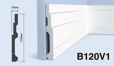 Плинтус B120V1 ПОЛИСТИРОЛ HI WOOD 120мм х 16мм х 2,0м/13шт