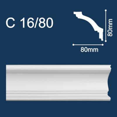 Solid C16/80 белый (2м/80/80мм) Плинтус потолочный экструд./26шт.