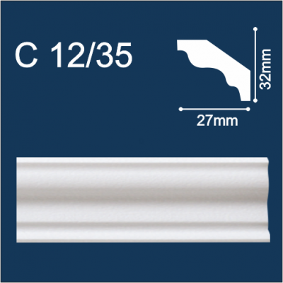 Solid C12/35 белый (2м/32/27 мм) Плинтус потолочный экструд./ 128 шт.