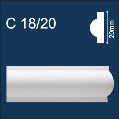 Solid C18/20 белый (2м/20мм) Молдинг настенно-потолочный экструд./265шт